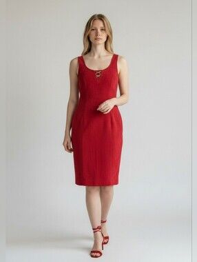 Vintage Danier Red Suede Leather Dress